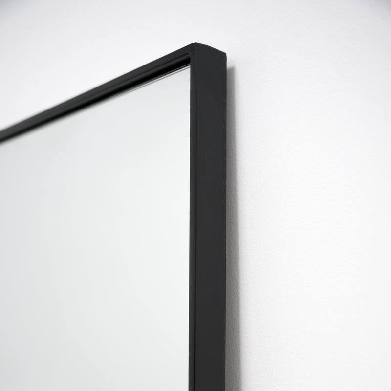 Full Length Black Rectangular Large Metal Mirror 180cm x 100cm - Theo