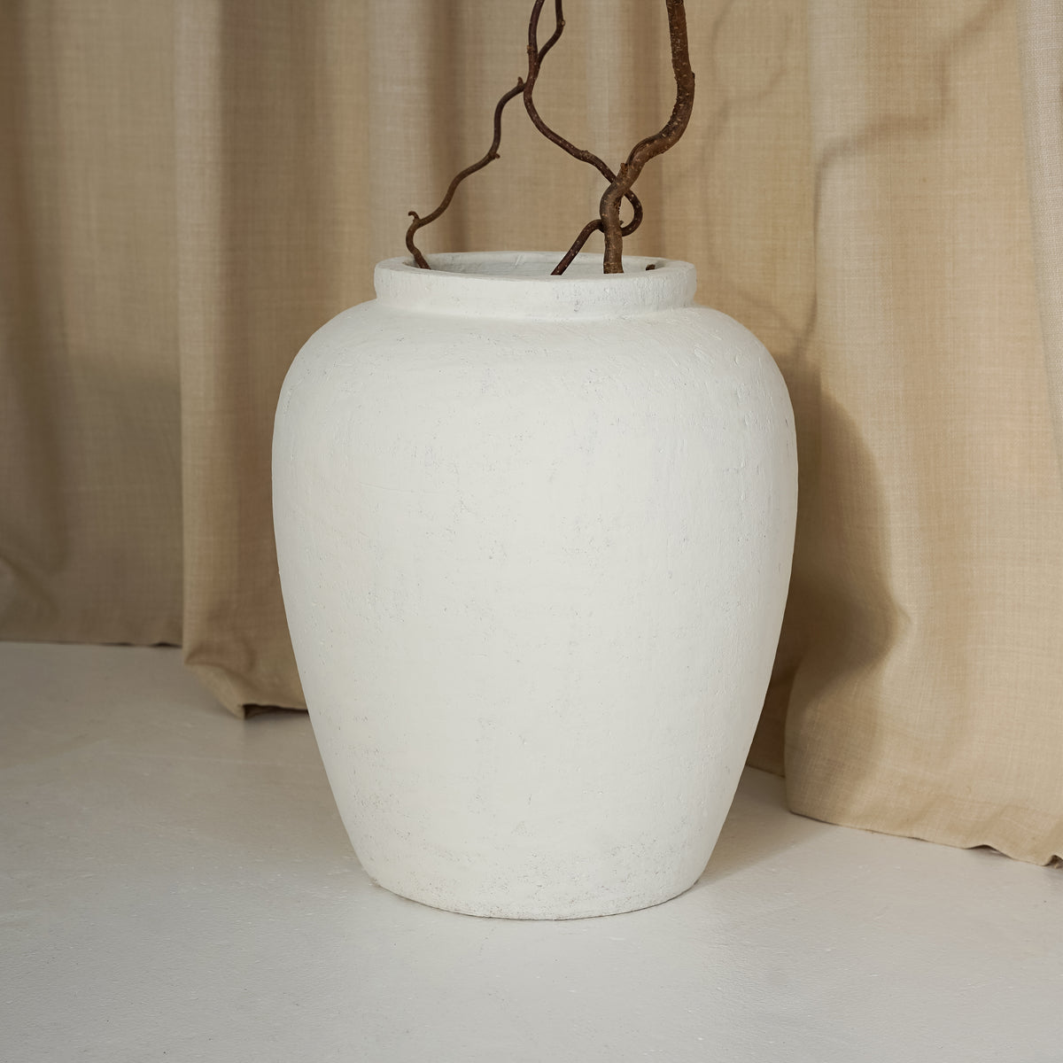 Alternative angle of White Textured Terracotta Large Vase