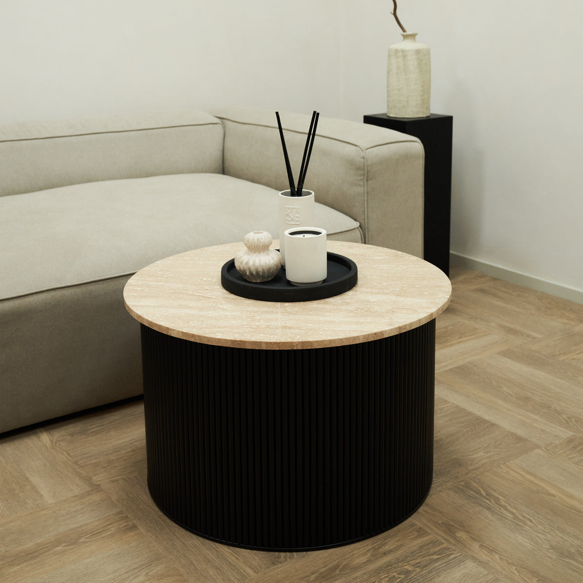 Dante - Cream Travertine Round Coffee Table