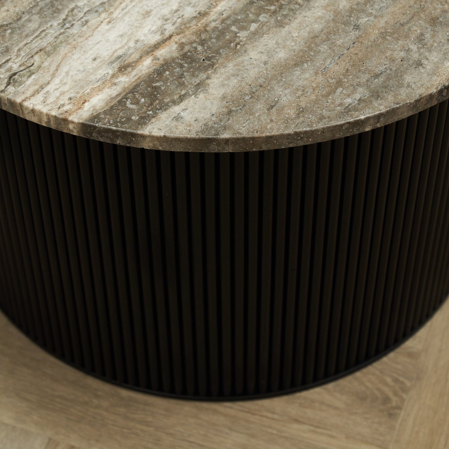 Dante - Silver Travertine Round Coffee Table