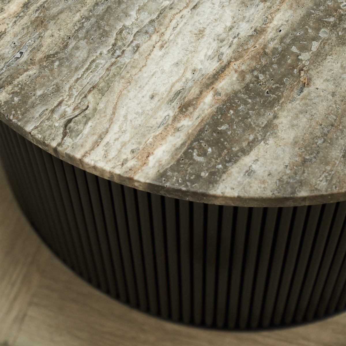 Dante - Silver Travertine Round Coffee Table