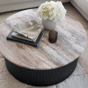 Dante - Silver Travertine Large Round Coffee Table