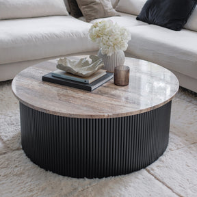 Dante - Silver Travertine Large Round Coffee Table