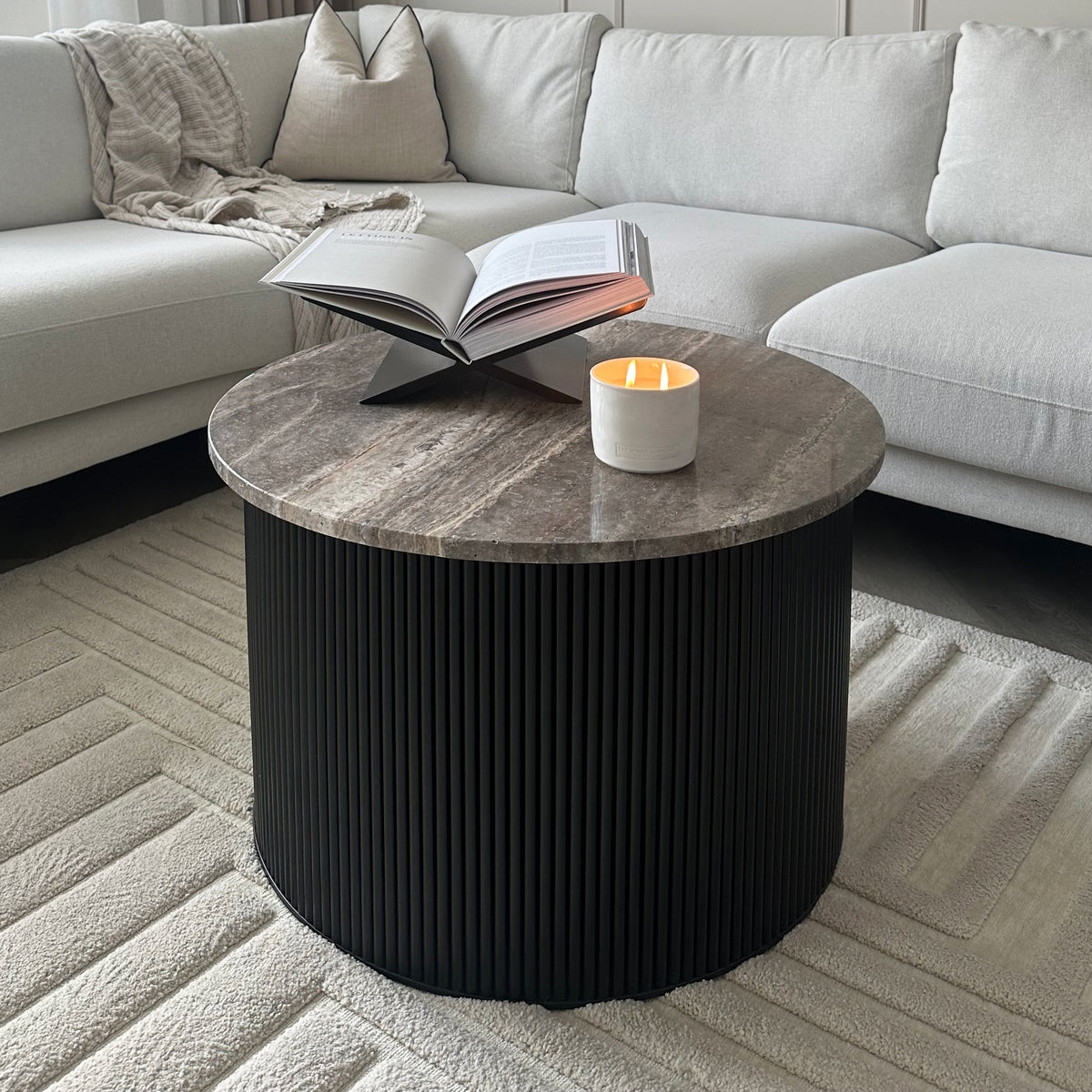 Dante - Silver Travertine Round Coffee Table