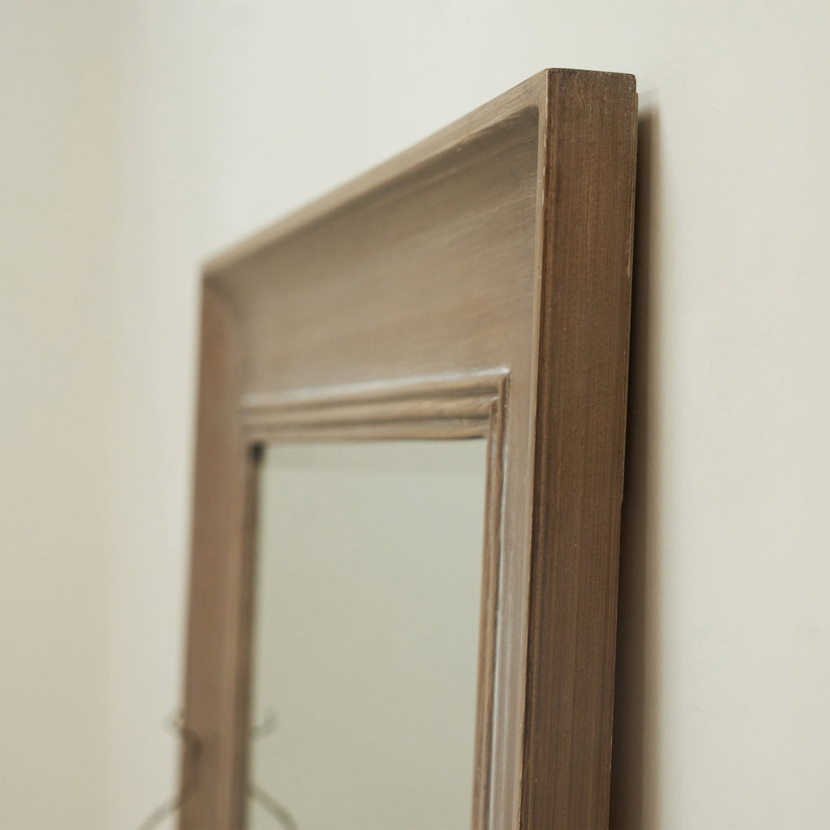 Detail shot of Extra Large Full Length Washed Wood Mirror corner