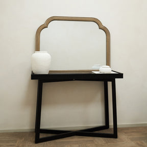 Elena - Washed Wood Arched Overmantle Mirror 100cm x 75cm