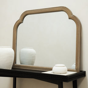 Elena - Washed Wood Arched Overmantle Mirror 100cm x 75cm