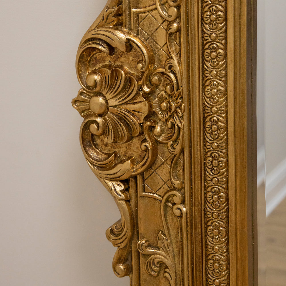 Ornate Gold Floor Mirror 190cm x 140cm - Ella Grande