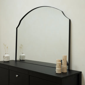 Isla - Black Wide Arched Metal Overmantle Wall Mirror 120cm x 90cm