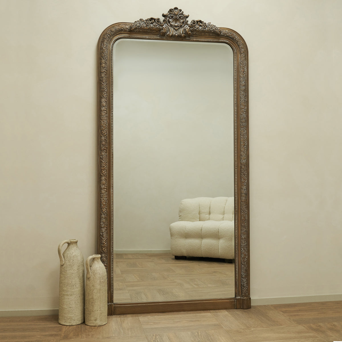 Kensington - Full Length Washed Wood Ornate Mirror 196cm x 100cm