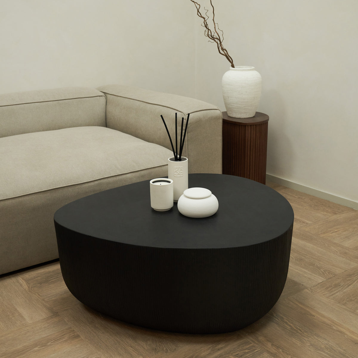Minimal Onyx Irregular Shaped Coffee Table Large in living room