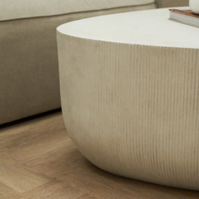 Minimal Concrete Irregular Shaped Coffee Table Large ribbed design