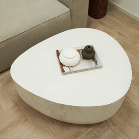 Top-down view of Minimal Concrete Irregular Shaped Coffee Table Large
