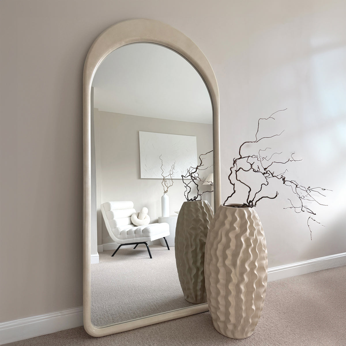 Lingotto - Extra Large Full Length Concrete Arched Mirror 190cm x 90cm