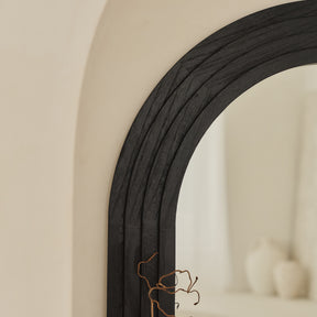 Luciana - Charred Black Arched Overmantle Mirror 120cm x 90cm