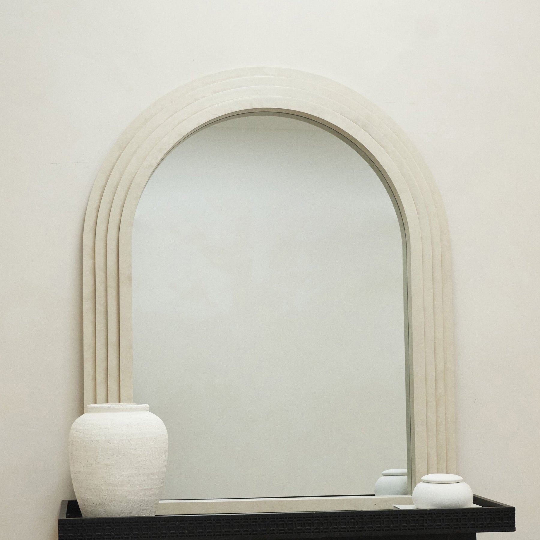 Luciana - Concrete Arched Overmantle Mirror 120cm x 100cm