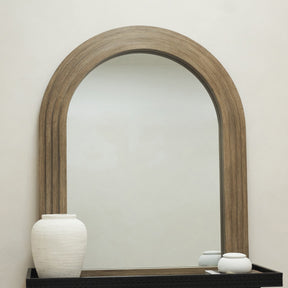 Luciana - Washed Wood Arched Overmantle Mirror 120cm x 100cm