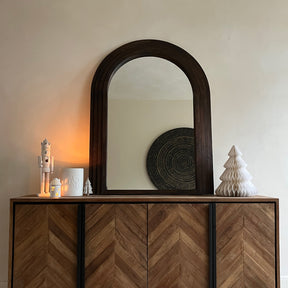 Luciana - Charred Wood Arched Overmantle Mirror 120cm x 90cm