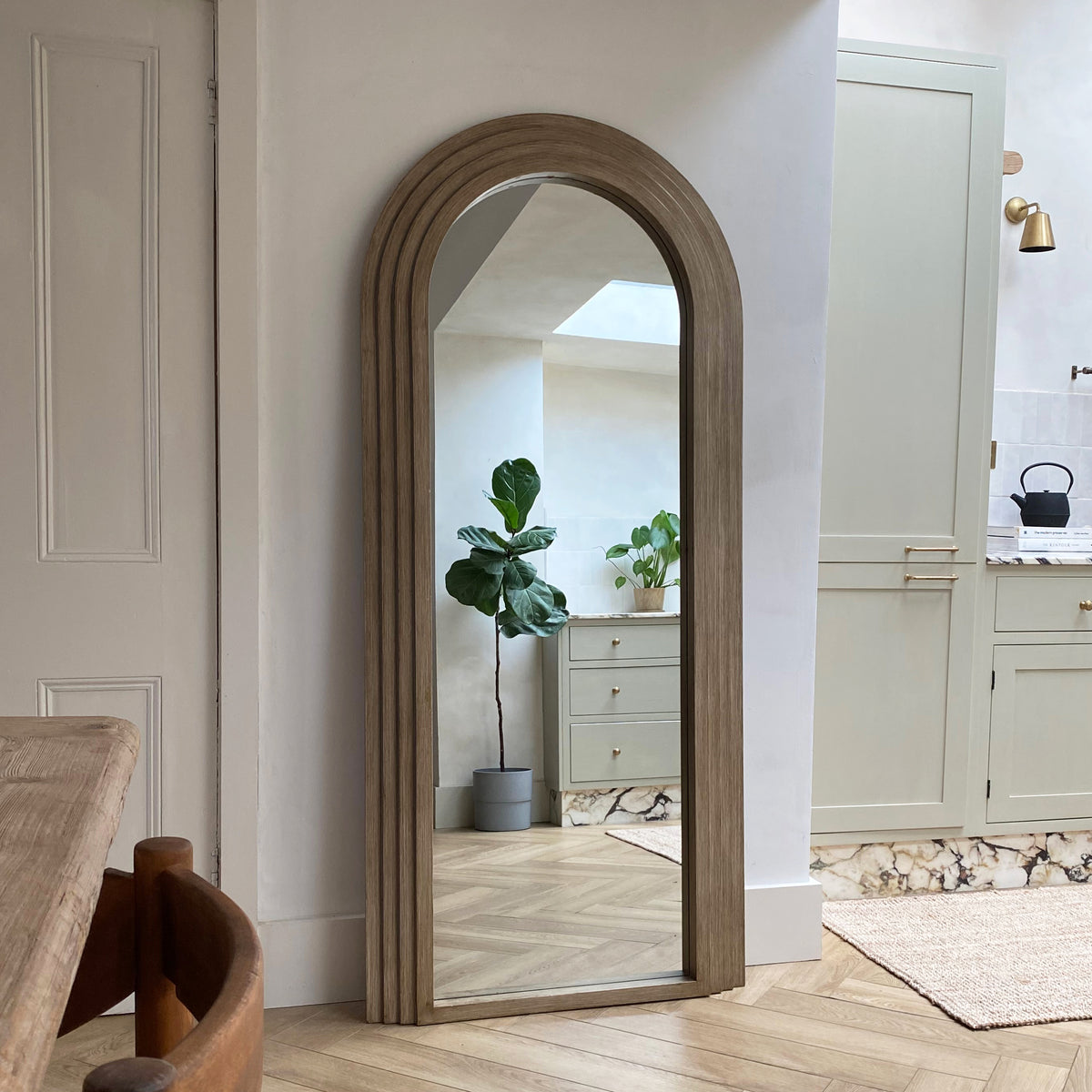 Luciana - Full Length Arched Washed Wood Mirror 180cm x 80cm