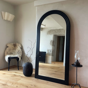 Luciano - Large Full Length Arched Black Mirror 180cm x 90cm