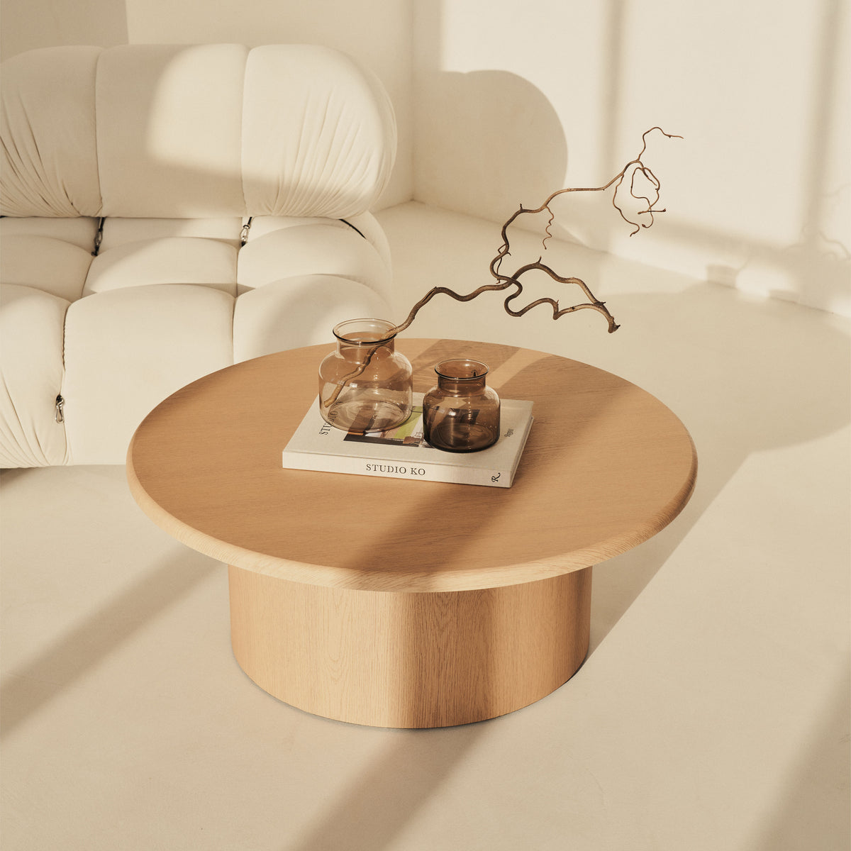 Madison - Large Light Wood Round Wooden Coffee Table