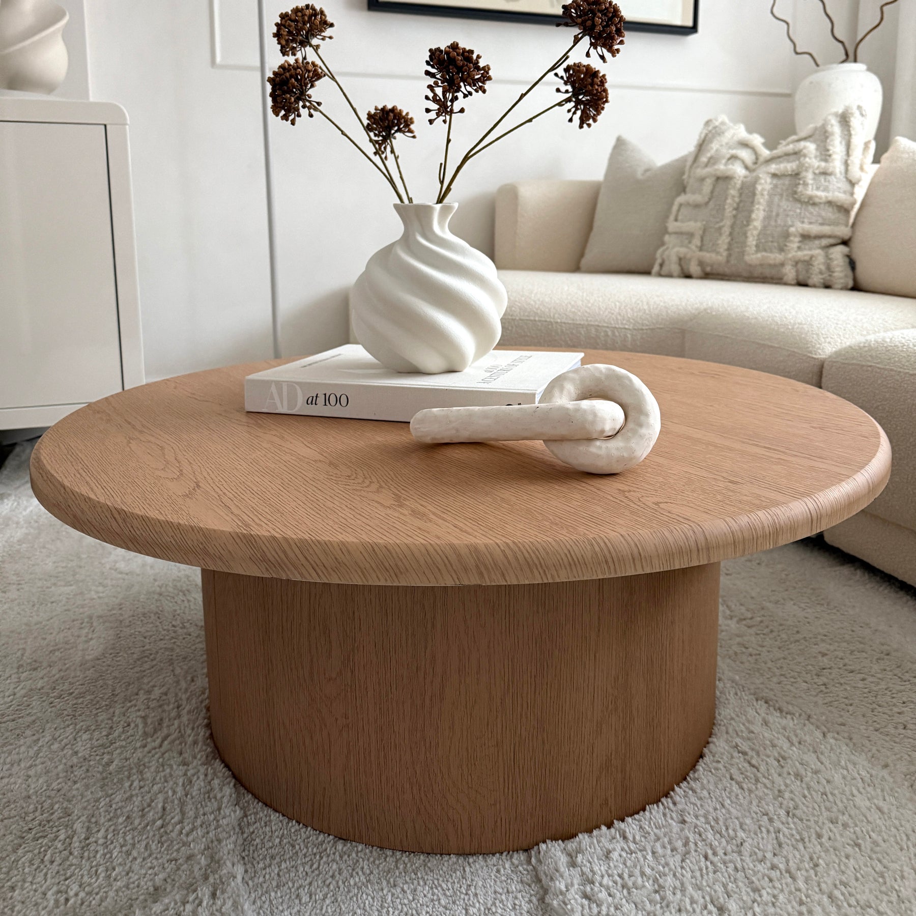 Madison - Large Light Wood Round Wooden Coffee Table