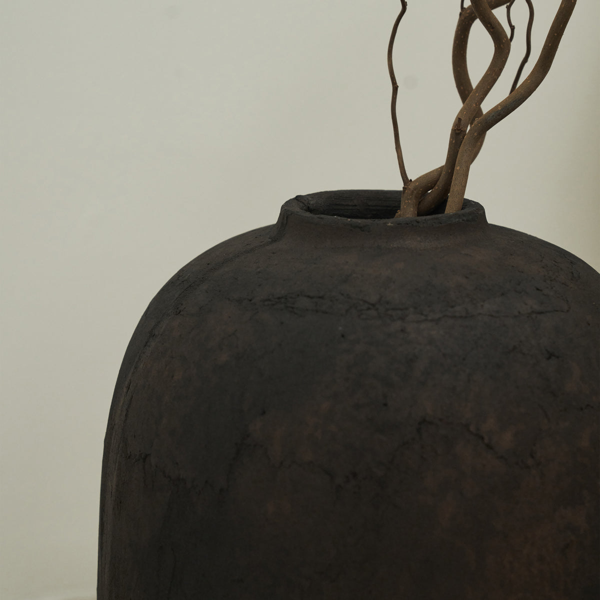 Detail shot of Black Textured Terracotta Large Vase