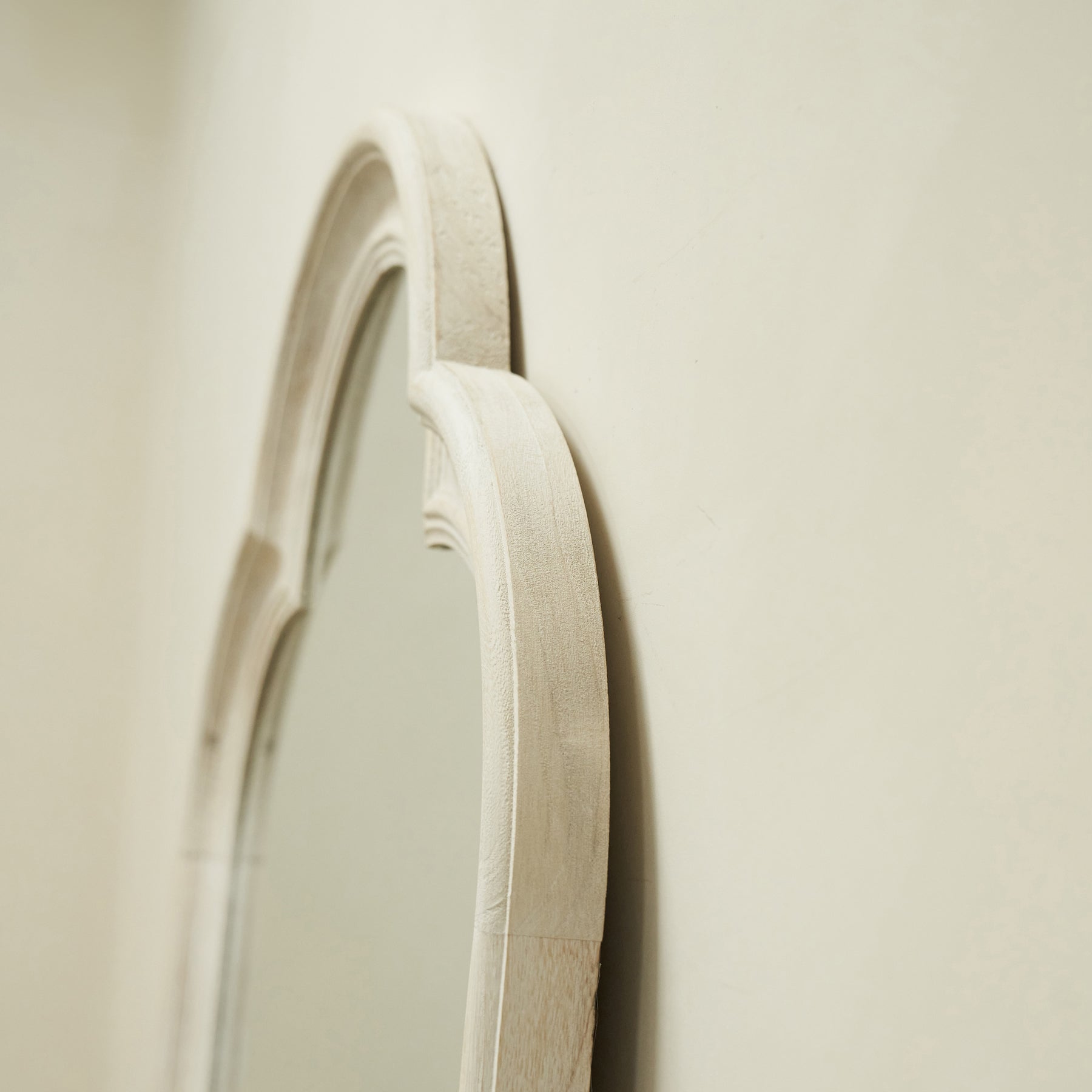 Melilla - White Washed Wood Arched Mirror 120cm x 80cm