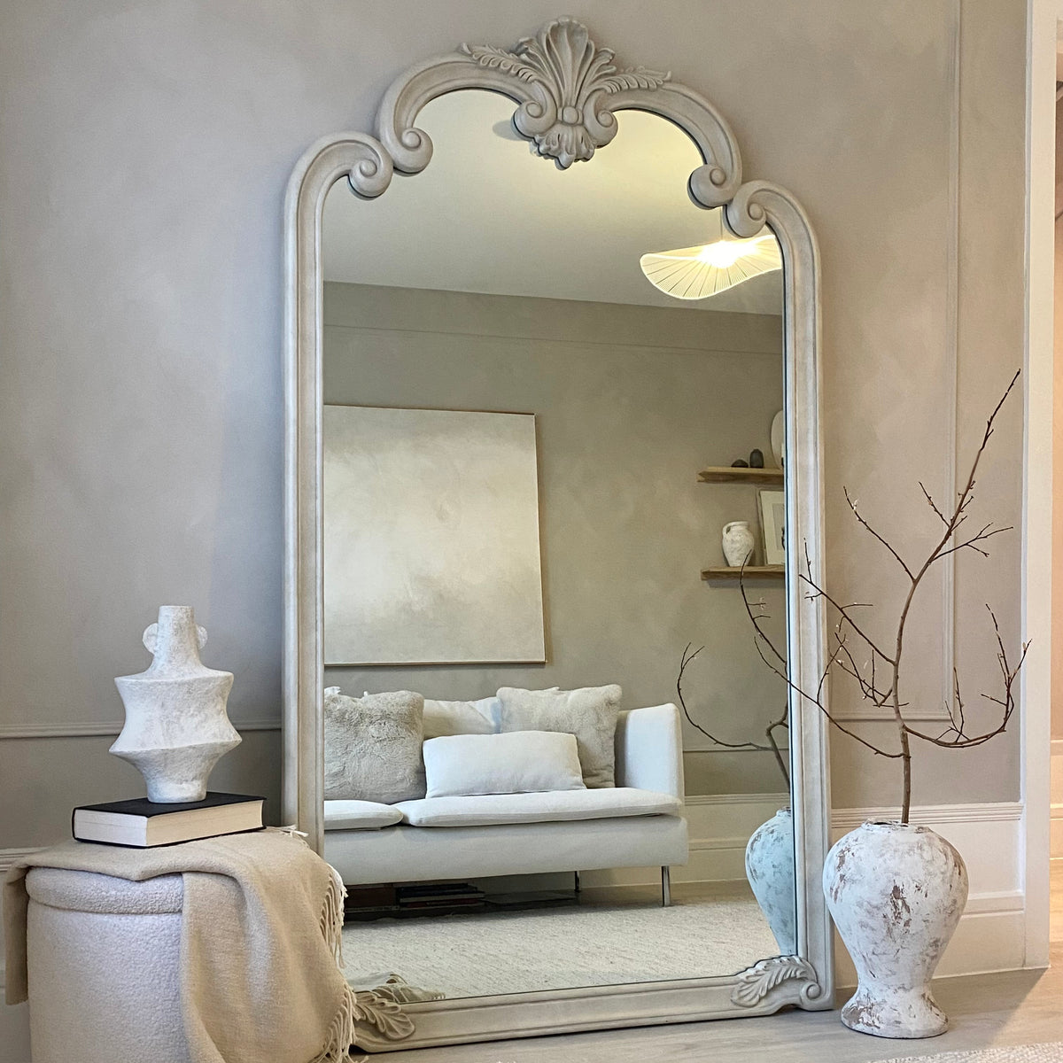 Pelazzo - Full Length Extra Large Concrete Ornate Mirror 185cm x 104cm