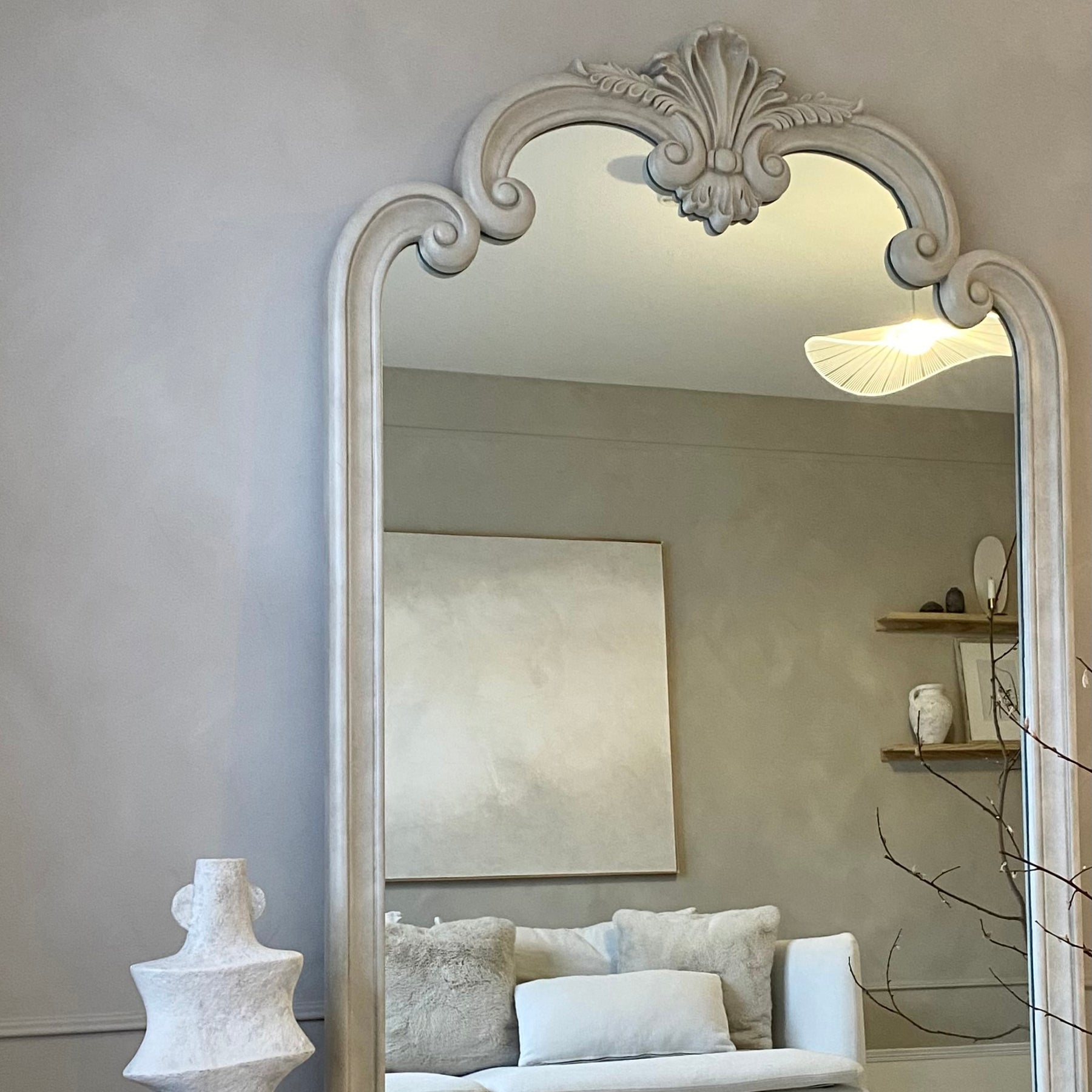 Pelazzo - Full Length Extra Large Concrete Ornate Mirror 185cm x 104cm