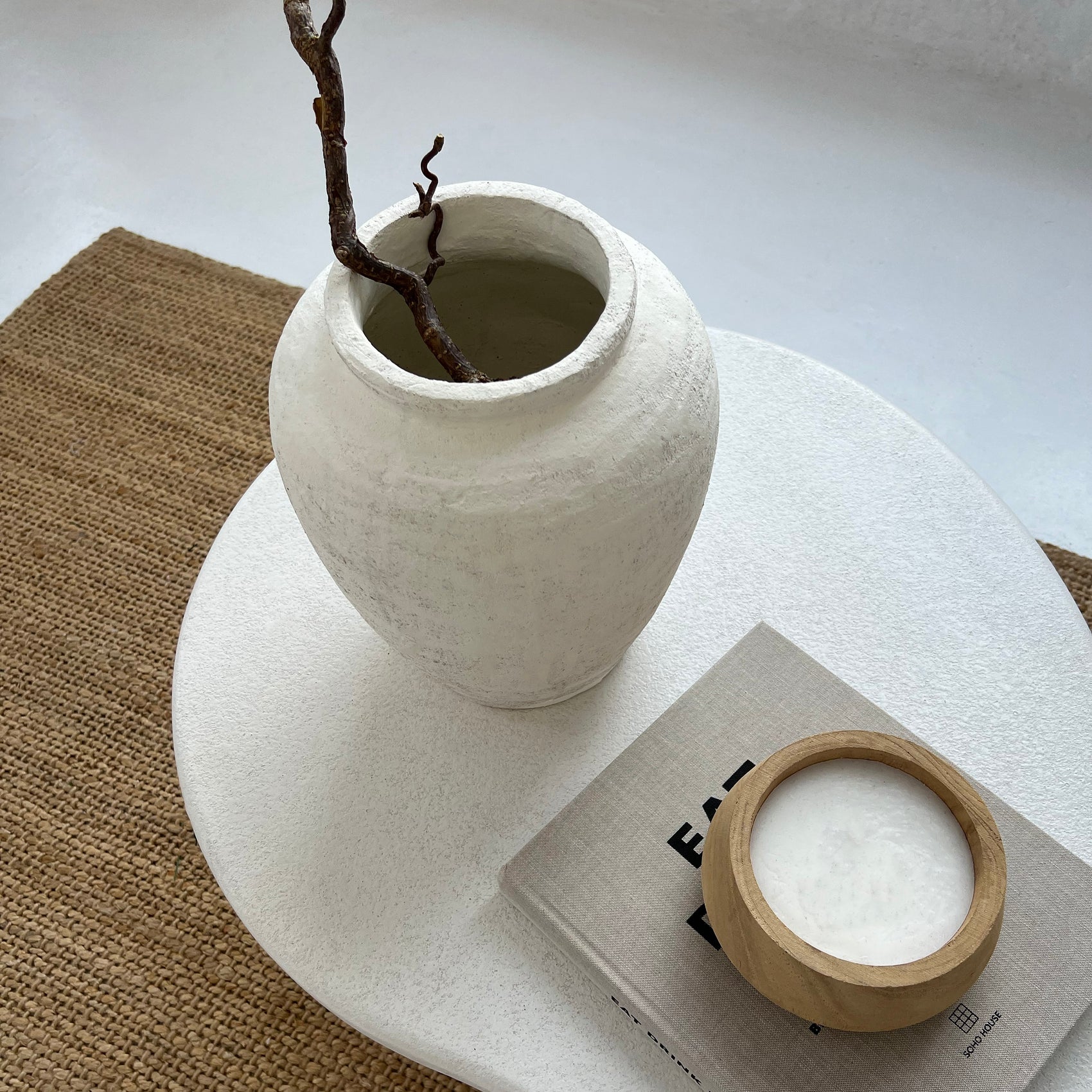 Portera - Small White Textured Terracotta Vase