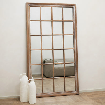 Oak Shabby Chic Rectangular Window Mirror 180cm x 100cm - Sasha