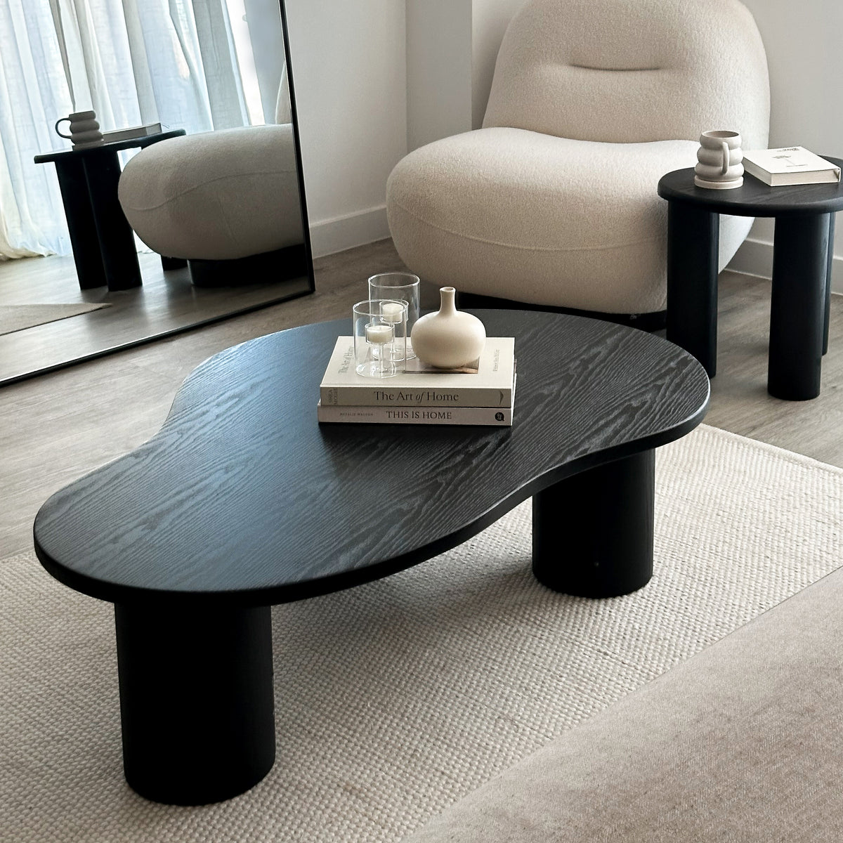 Savanna - Large Black Wooden Irregular Coffee Table