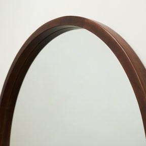 Top half of Extra Large Walnut Round Wall Mirror