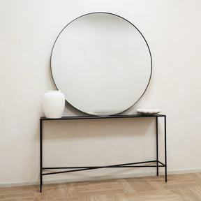 Theo - Black Round Metal Extra Large Wall Mirror 120cm x 120cm