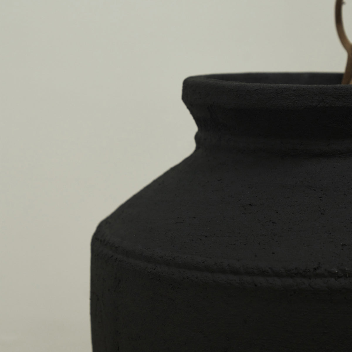 Detail shot of Black Textured Terracotta Vase