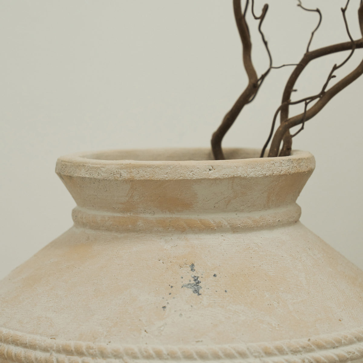 Detail shot of Sand Textured Terracotta Vase neck