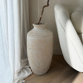 Toledo - Grand vase en terre cuite texturée blanche
