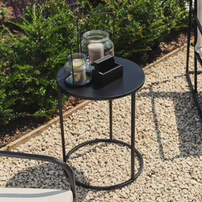 Sand Modern Rounded Garden side table, part of the wider set