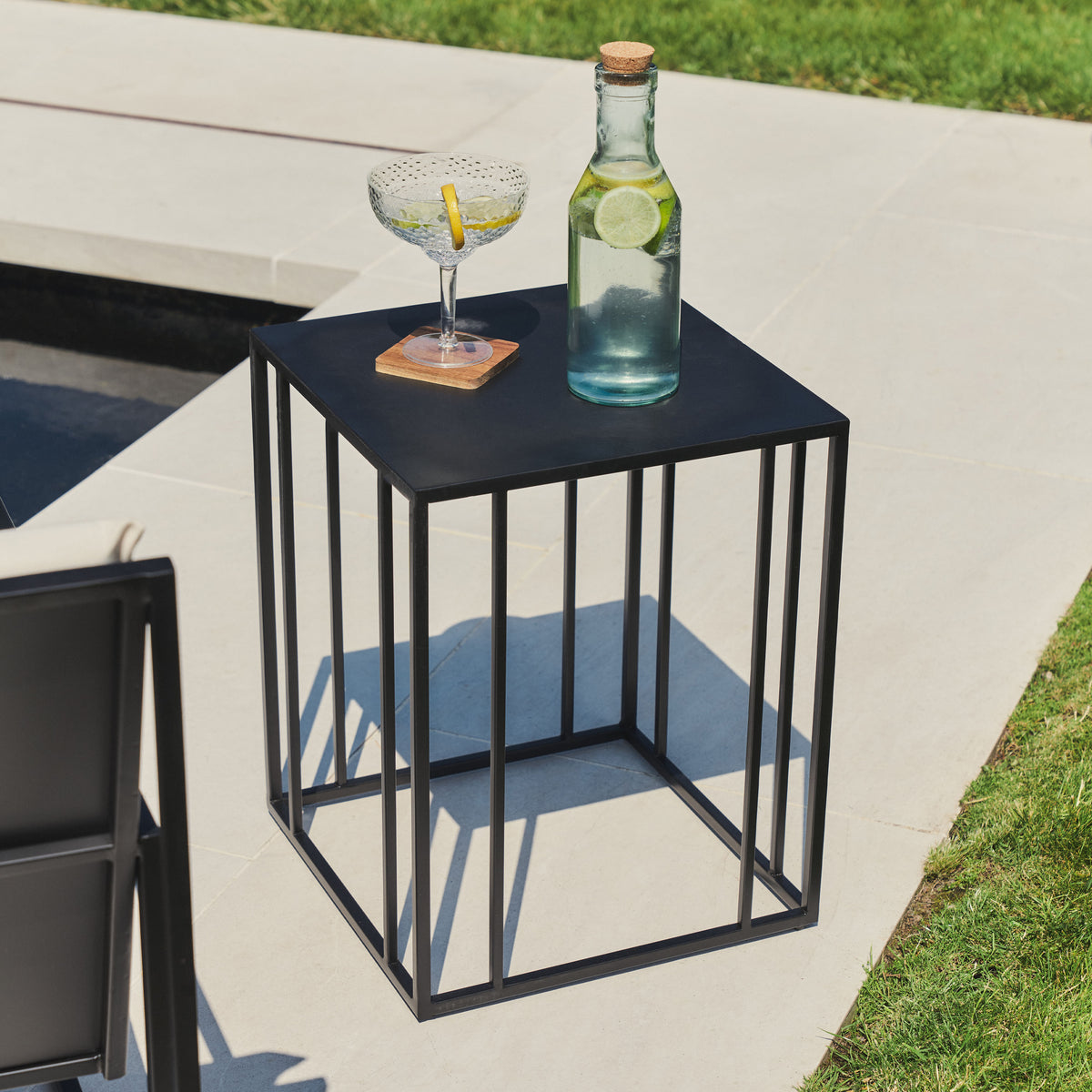 Black Modern Rectangular Garden Side table