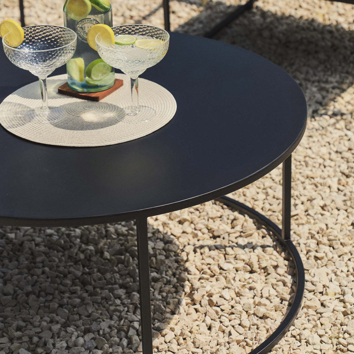 Detail shot of Black Modern Rounded Garden Coffee Table