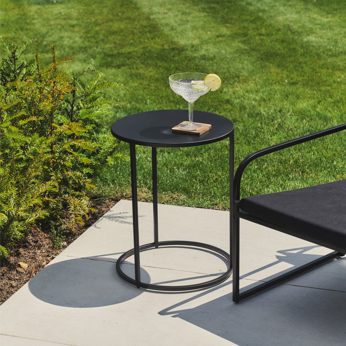 Tuscany - Black Modern Rounded Garden Side Table