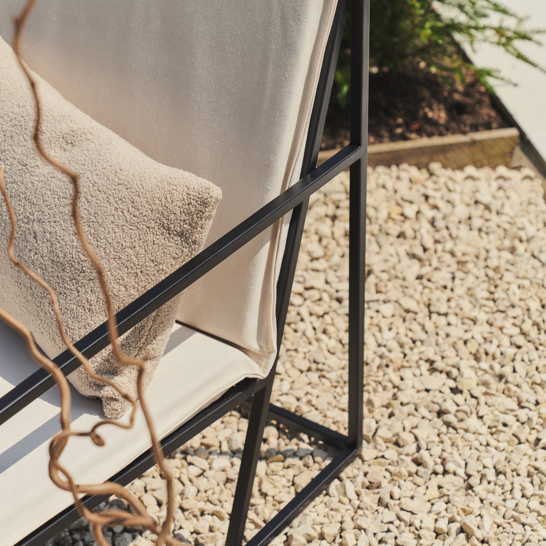 Detail shot of Sand Modern Rounded Garden Chair frame