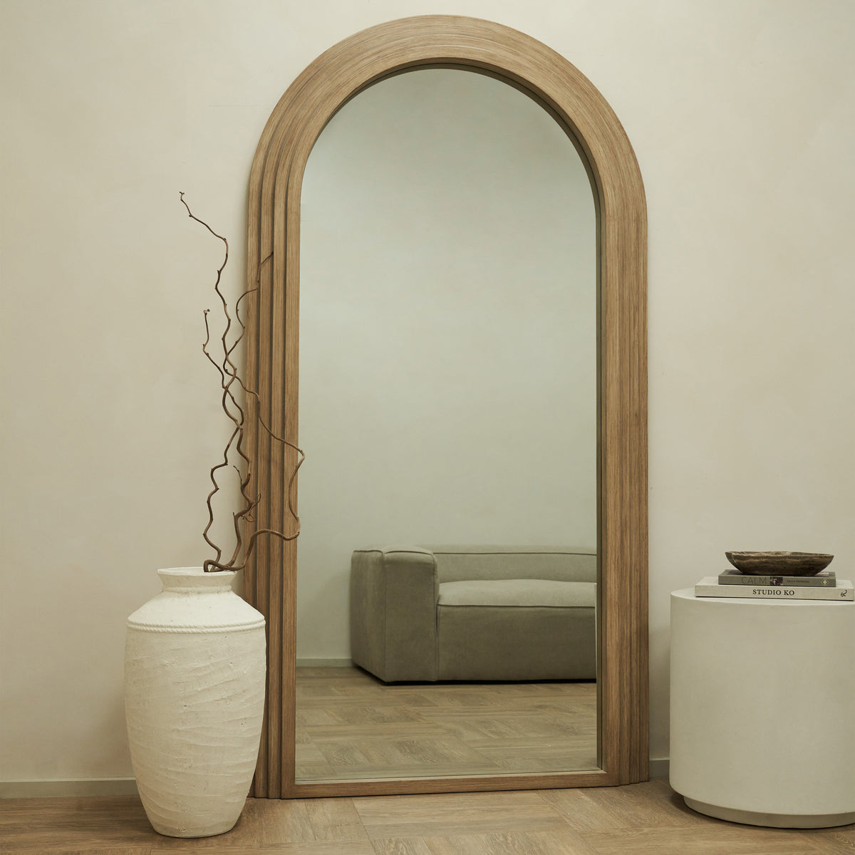 Luciana - Full Length Arched Washed Wood Mirror 200cm x 104cm