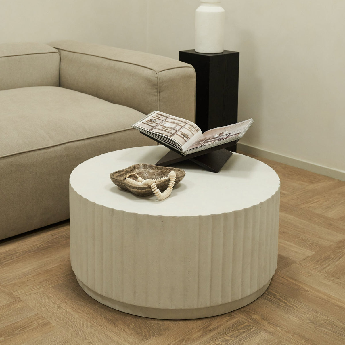 Massimo - Minimal Concrete Ribbed Coffee Table Large