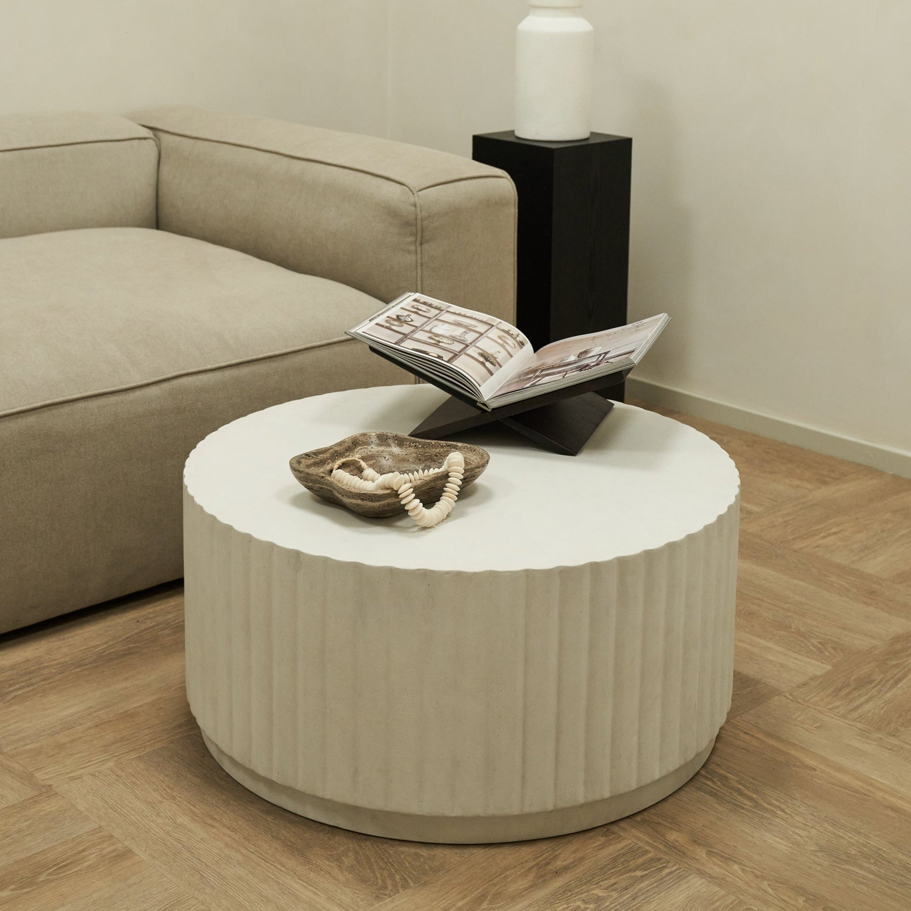 Massimo - Minimal Concrete Ribbed Coffee Table Large