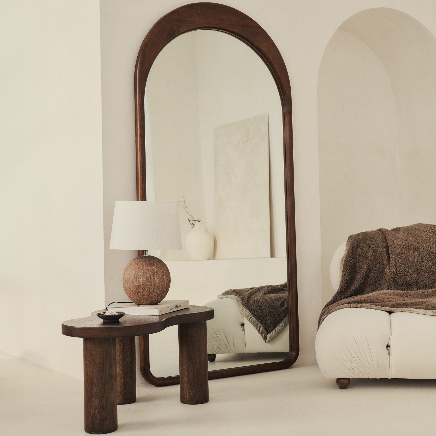 Lingotto - Extra Large Full Length Dark Wood Arched Mirror 190cm x 90cm