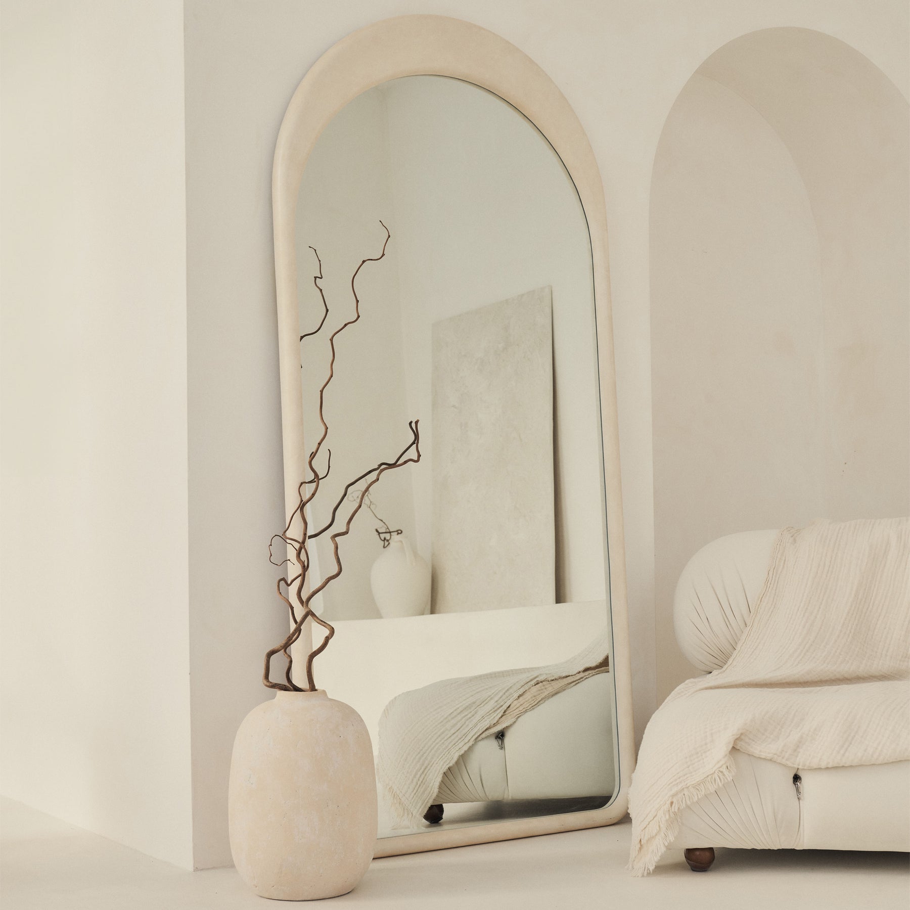 Lingotto - Extra Large Full Length Concrete Arched Mirror 190cm x 90cm