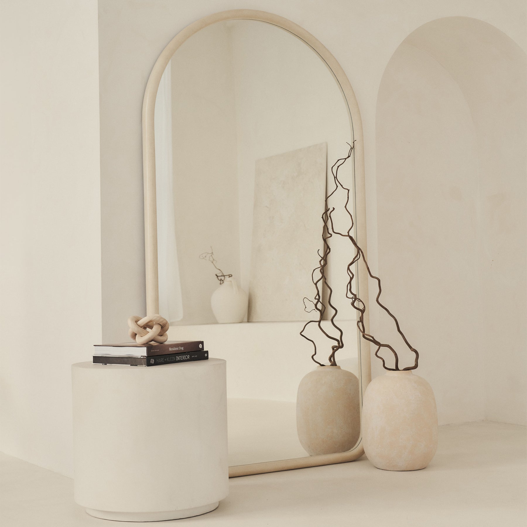 Amora - Extra Large Full Length Arched Concrete Mirror 190cm x 100cm