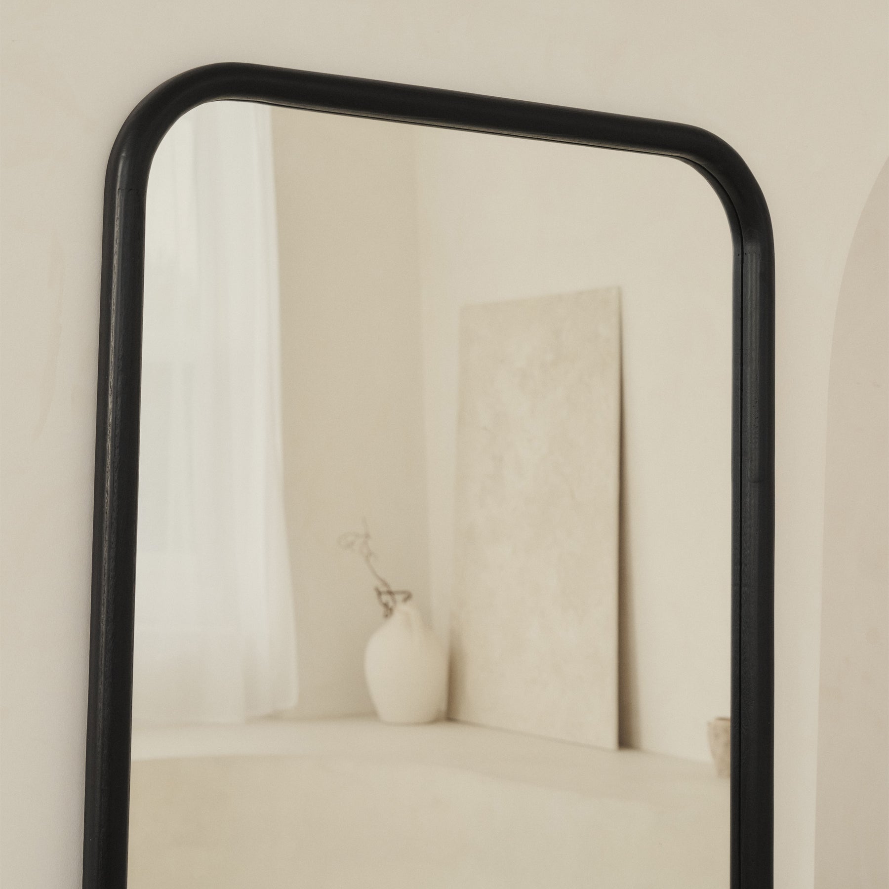 Amora - Large Full Length Rectangular Charred Black Mirror 180cm x 90cm